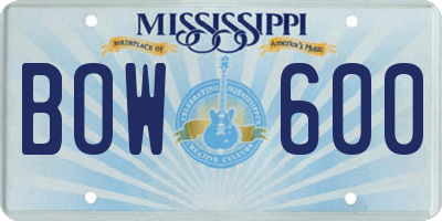 MS license plate BOW600
