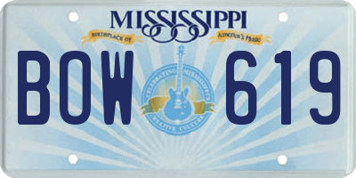 MS license plate BOW619