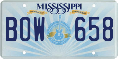 MS license plate BOW658