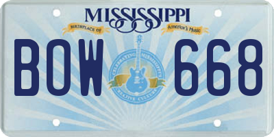 MS license plate BOW668