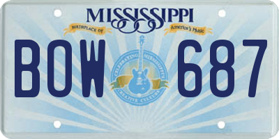 MS license plate BOW687