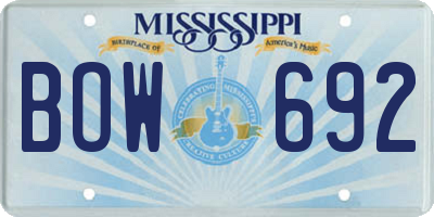 MS license plate BOW692