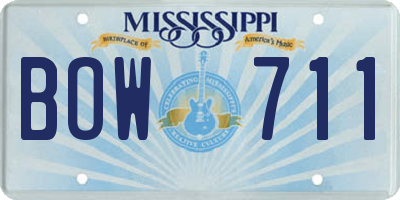 MS license plate BOW711