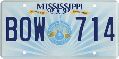 MS license plate BOW714