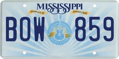 MS license plate BOW859