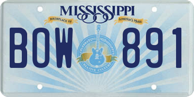 MS license plate BOW891