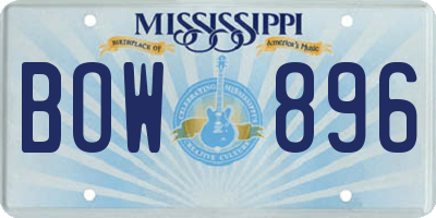 MS license plate BOW896