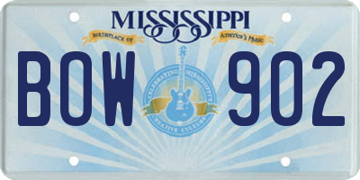 MS license plate BOW902