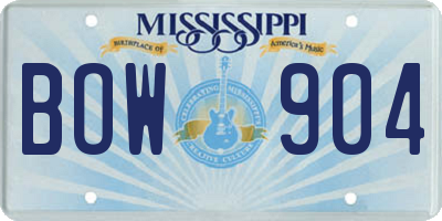 MS license plate BOW904