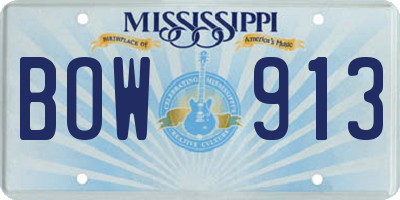 MS license plate BOW913