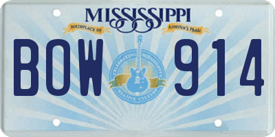 MS license plate BOW914