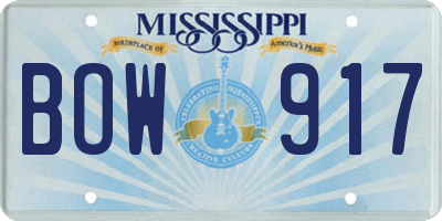 MS license plate BOW917