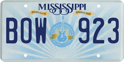 MS license plate BOW923