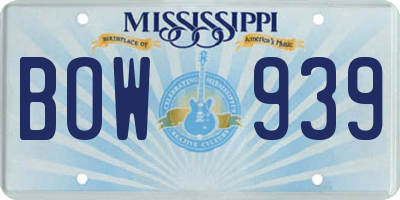 MS license plate BOW939