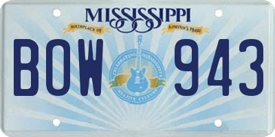 MS license plate BOW943