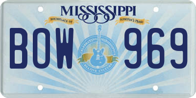 MS license plate BOW969