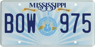 MS license plate BOW975