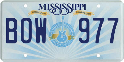 MS license plate BOW977