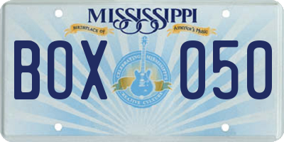 MS license plate BOX050
