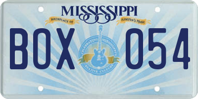 MS license plate BOX054