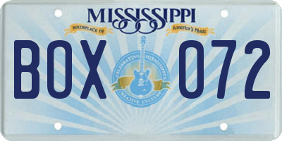 MS license plate BOX072