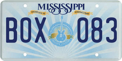 MS license plate BOX083