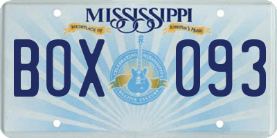MS license plate BOX093