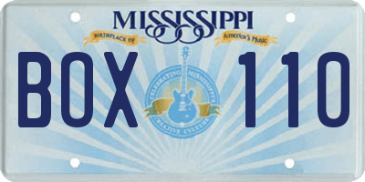 MS license plate BOX110