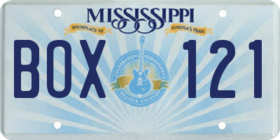 MS license plate BOX121