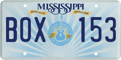 MS license plate BOX153