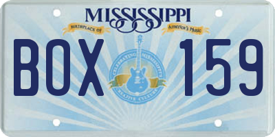 MS license plate BOX159