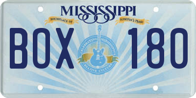 MS license plate BOX180