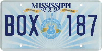 MS license plate BOX187