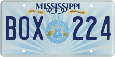 MS license plate BOX224