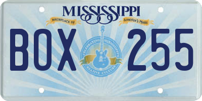 MS license plate BOX255