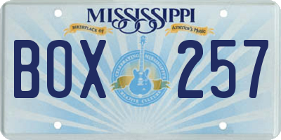 MS license plate BOX257