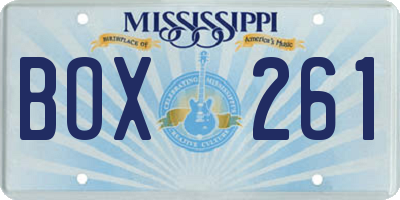 MS license plate BOX261