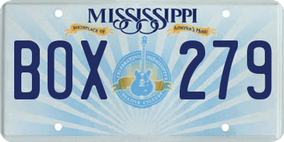 MS license plate BOX279