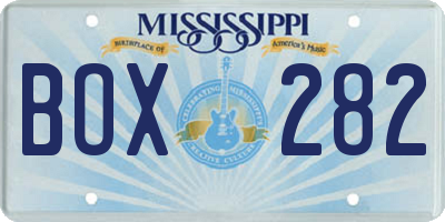 MS license plate BOX282