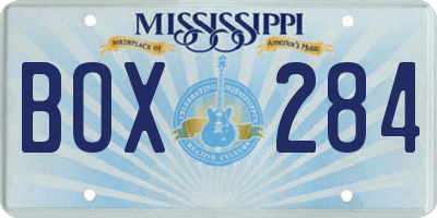MS license plate BOX284
