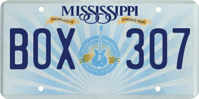 MS license plate BOX307