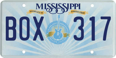 MS license plate BOX317