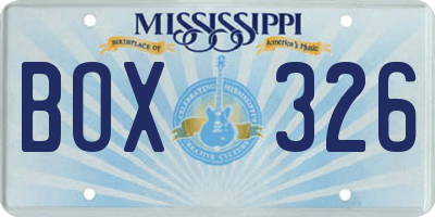 MS license plate BOX326