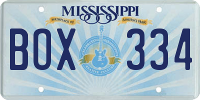 MS license plate BOX334