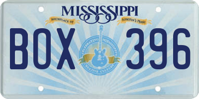 MS license plate BOX396