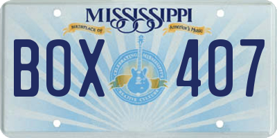 MS license plate BOX407