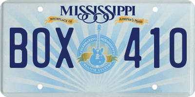 MS license plate BOX410