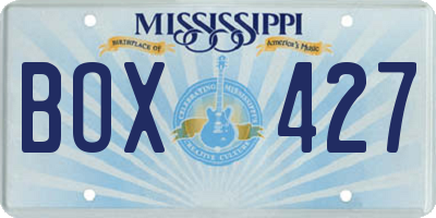 MS license plate BOX427