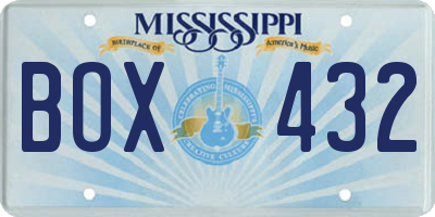 MS license plate BOX432