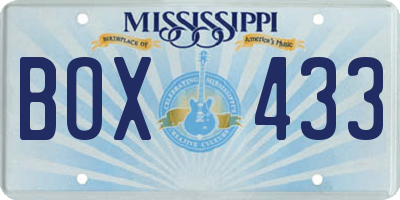 MS license plate BOX433